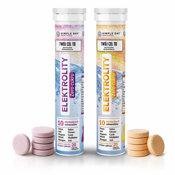 Elektrolity Zero cukru – dwa smaki - 20 tabletek musujących