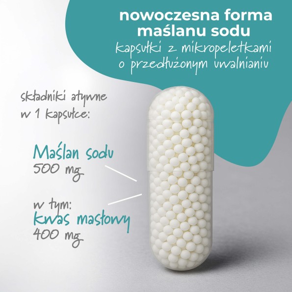 Maślan Sodu –Forte– - 60 kapsułek | 500 mg maślanu sodu w kapsułce