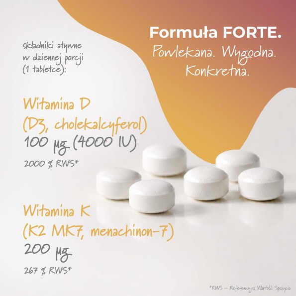 D3 4000 + K2 MK7 FORTE - 120 tabletek powlekanych