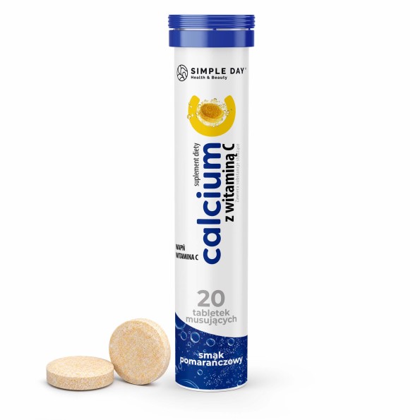 Calcium z wit C - 20 tabletek musujących, smak pomarańczowy