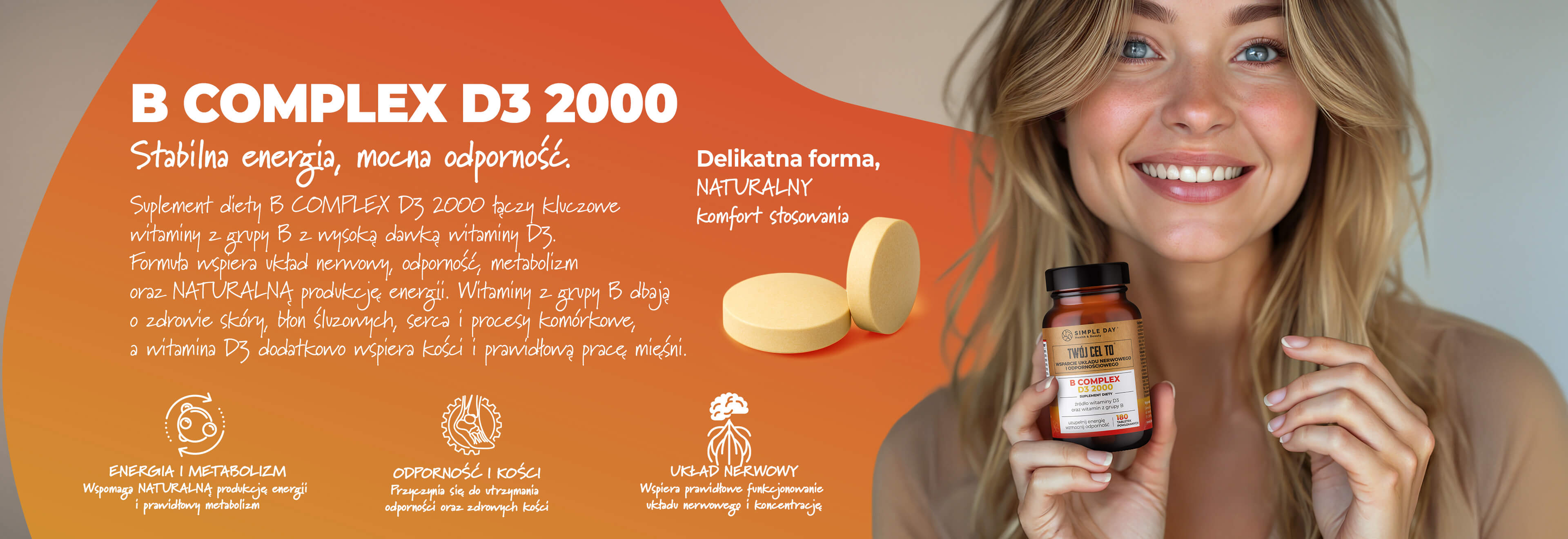 Suplement diety B Complex D3 2000 – kompleks witamin B + D3 dla energii i odporności