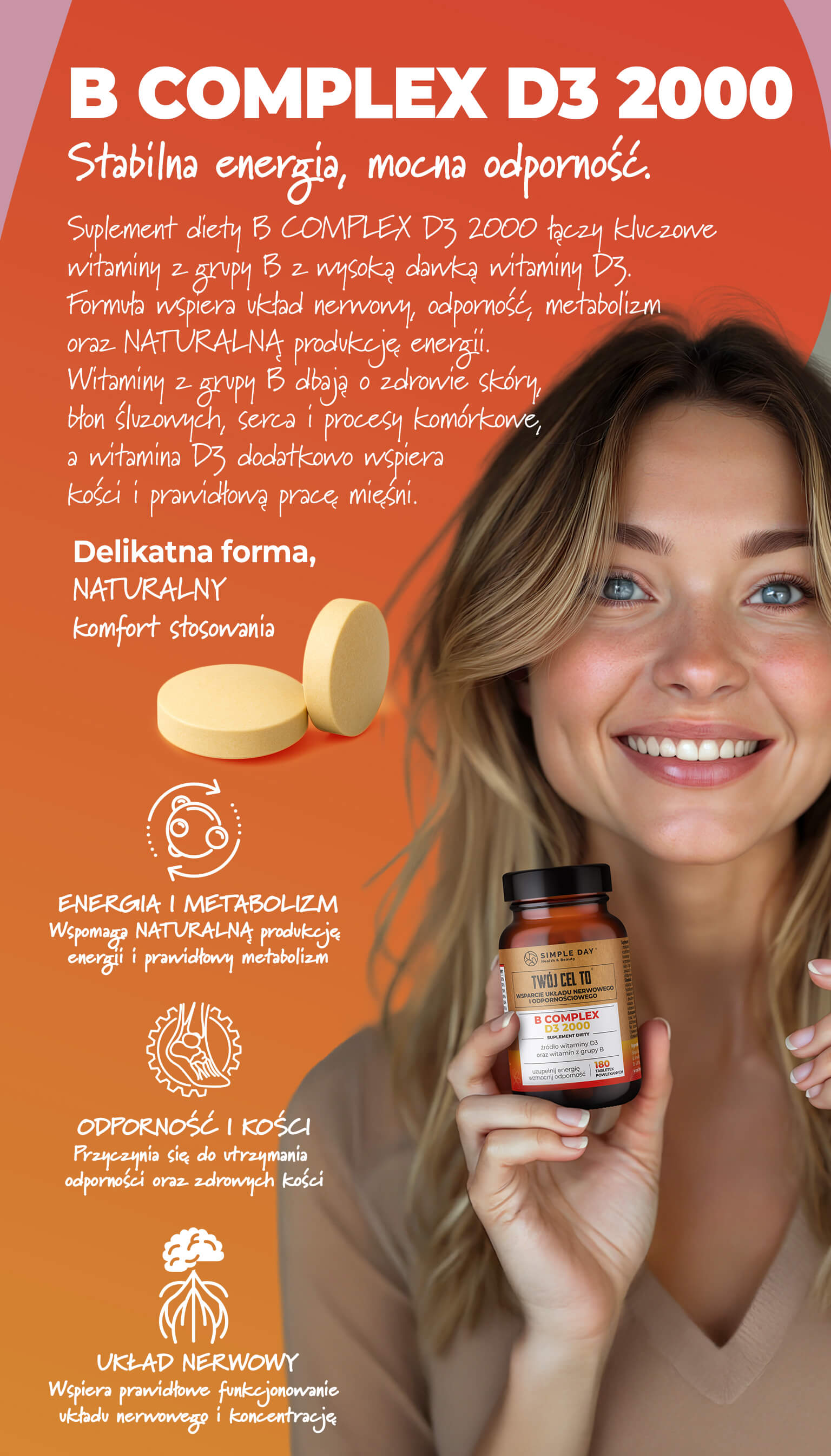 Suplement diety B Complex D3 2000 – kompleks witamin B + D3 dla energii i odporności