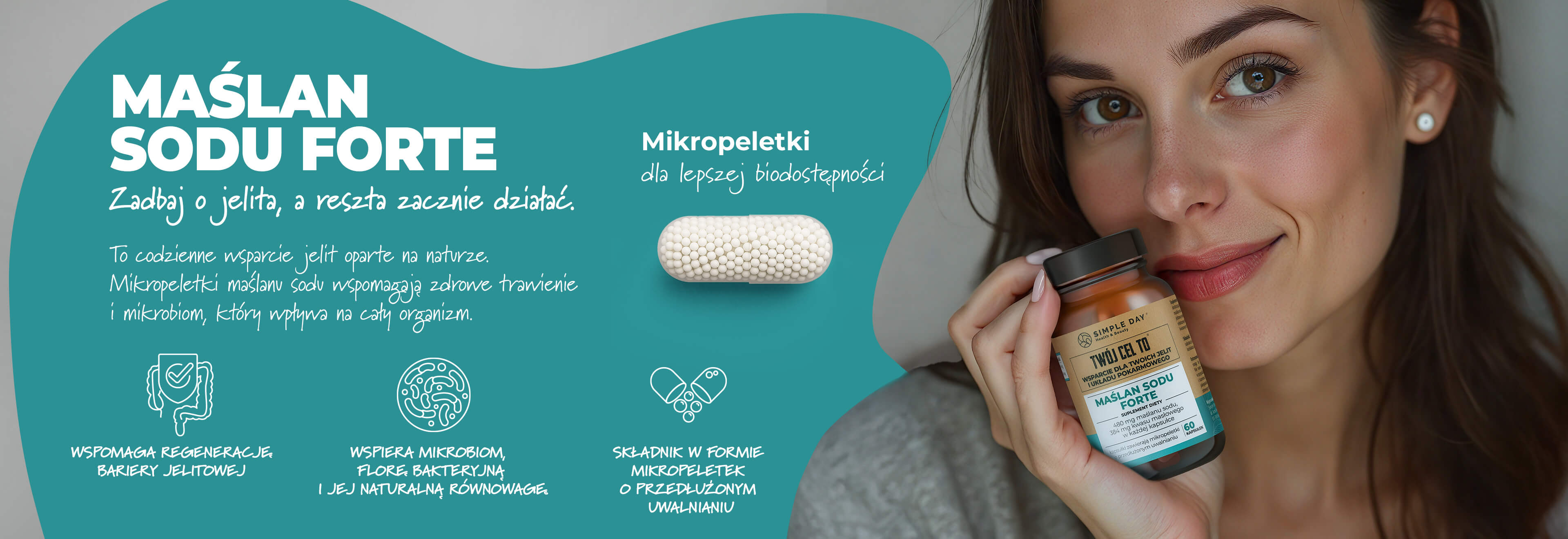 Maślan Sodu Forte - suplement wspierający mikrobiotę jelitową i zdrowie przewodu pokarmowego.