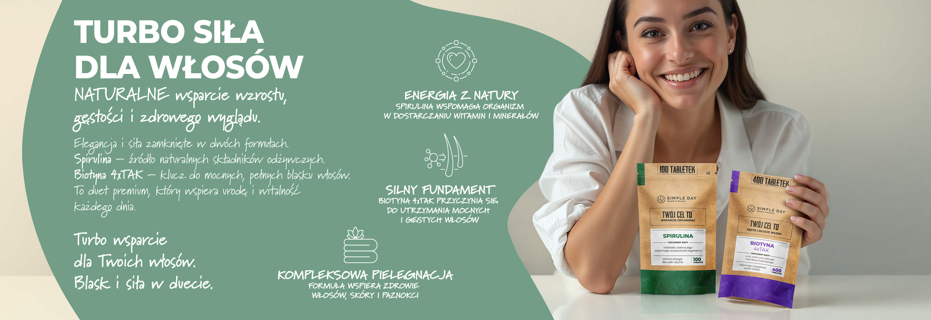 Zestaw suplementów Naturalny blask i równowaga- Biotyna 4xTAK, Sun booster, Hydrolight+Elektrolity.