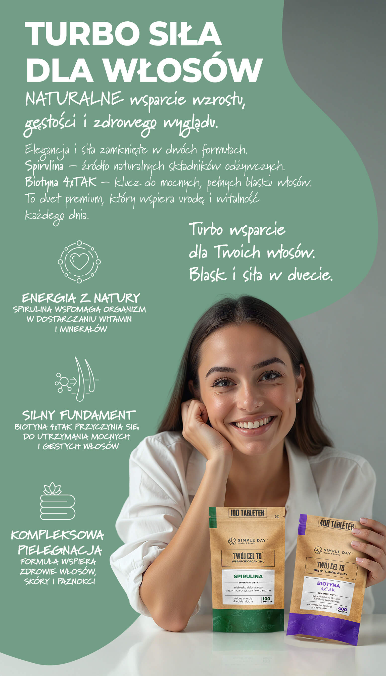 Zestaw suplementów Naturalny blask i równowaga- Biotyna 4xTAK, Sun booster, Hydrolight+Elektrolity.