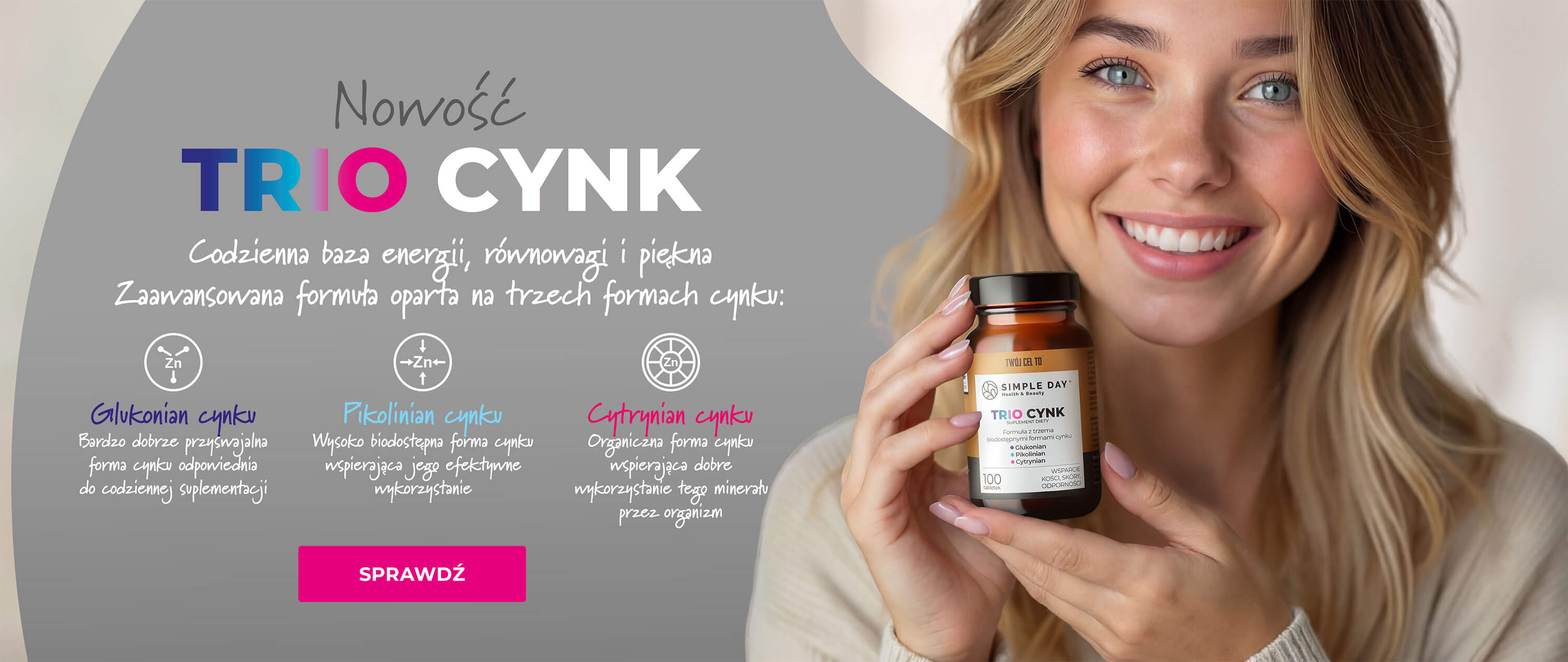 TRIO - potrójna moc cynku w jednej tabletce.